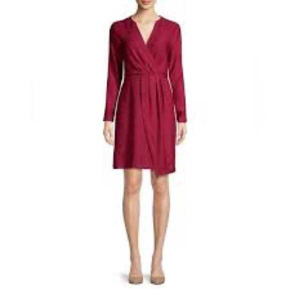 NWT H by Halston v neck long sleeve red dress Sz XL - Picture 2 of 12